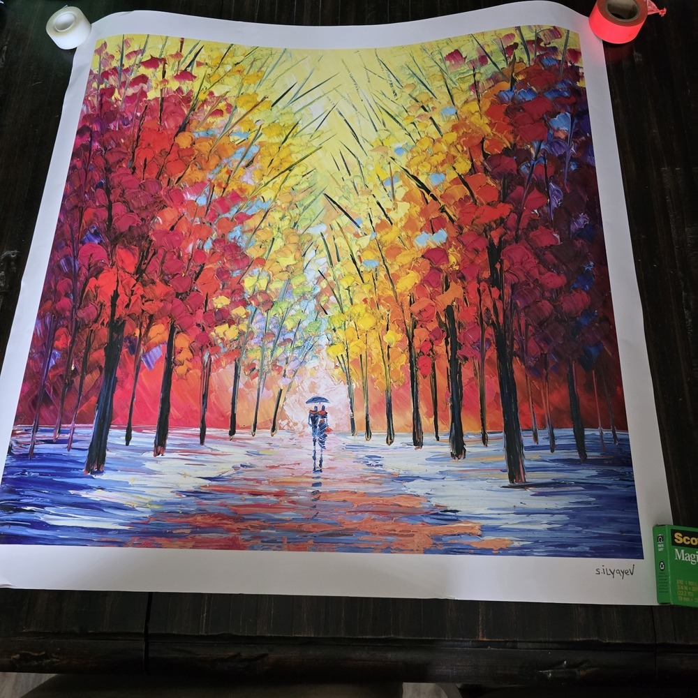 Slava Ilyayev Walking in the Rain Ver. XLVIII Lithograph 27x27in